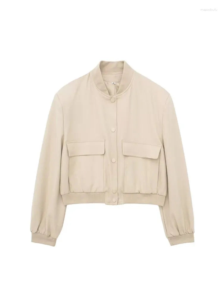 Round Neck Pockets Jacket