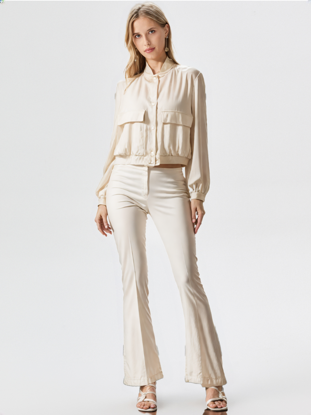 Round Neck Pockets Jacket